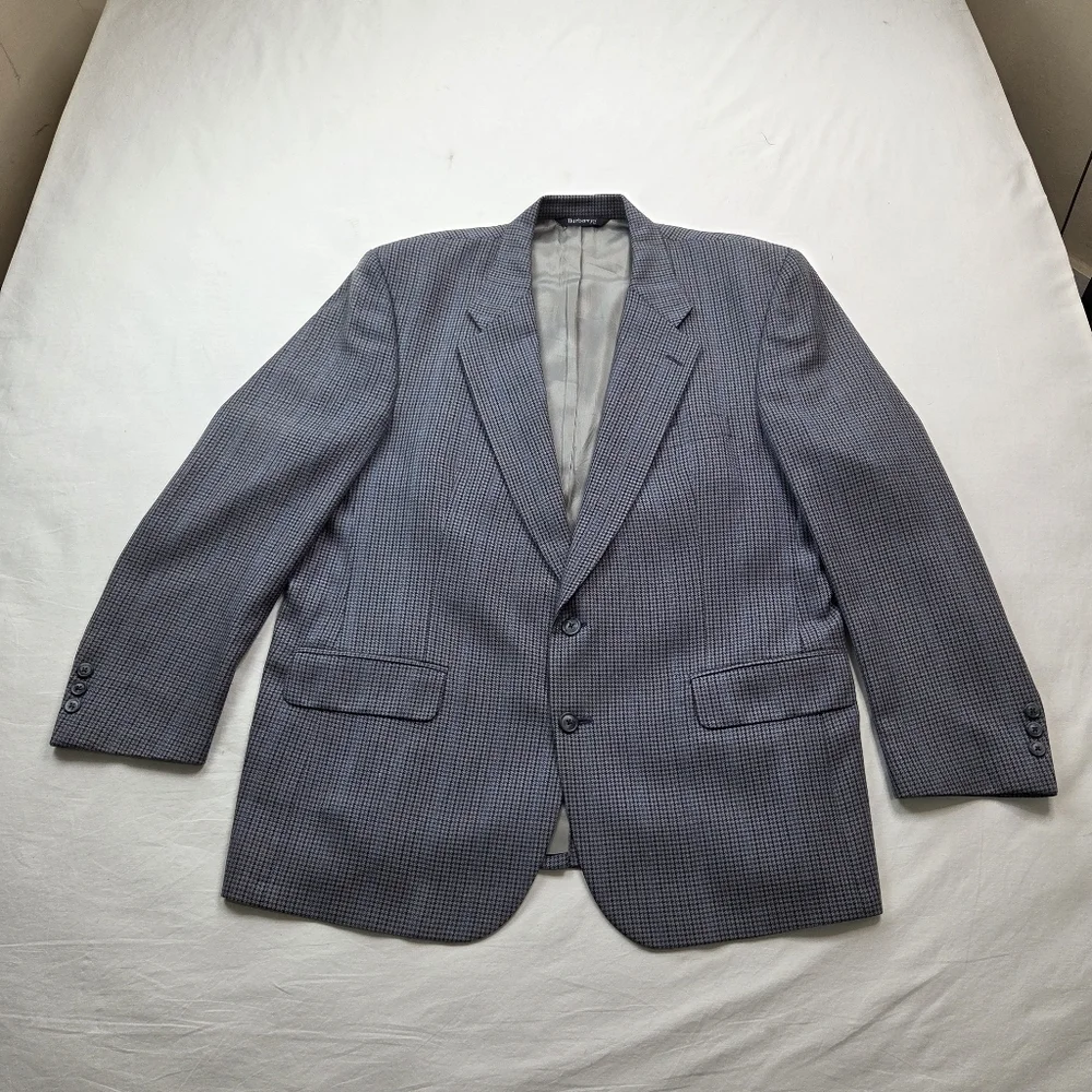 Burberry VTG Men’s Wool Blazer Gray Houndstooth Saks Fifth Avenue Classic Sport‎
